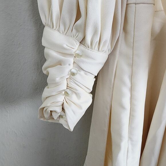 NEW Alexia Admor Phoebe Cream Satin Wrap Style Long Sleeve Dress - Picture 15 of 15